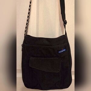 KAVU Black Cotton Canvas Expandable Shoulder/Sling Bag